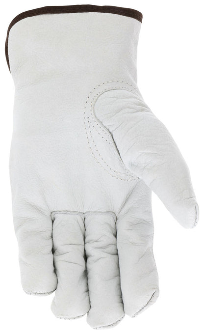 Insulated Buffalo Grain Leather Driver Gloves, Thinsulate Lined, Elastic Back