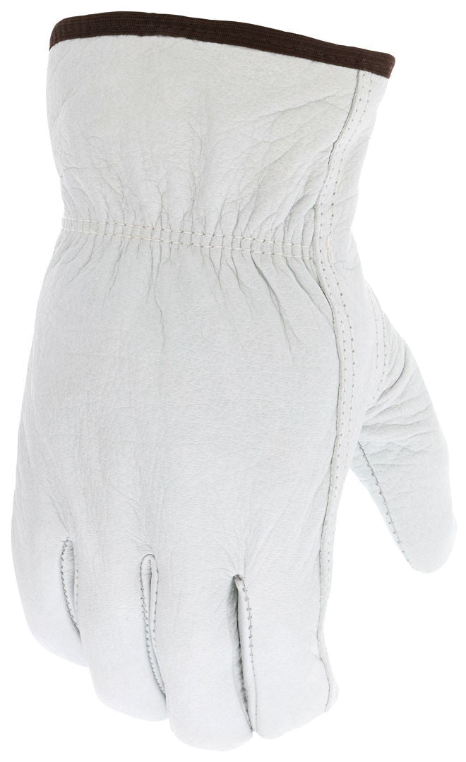Insulated Buffalo Grain Leather Driver Gloves, Thinsulate Lined, Elastic Back