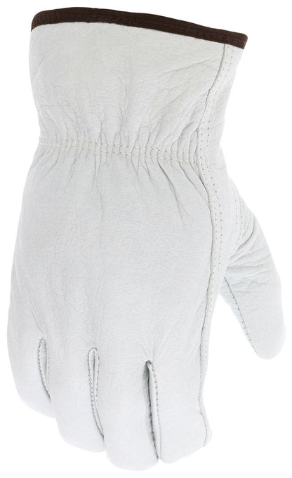 Insulated Buffalo Grain Leather Driver Gloves, Thinsulate Lined, Elastic Back