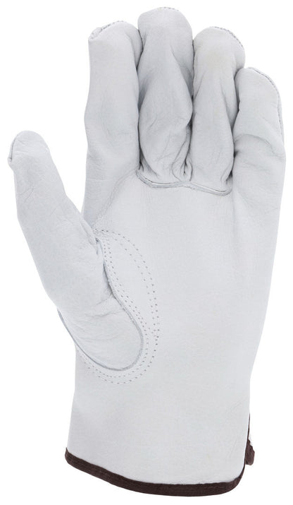 Buffalo Grain Leather Driver Gloves, Keystone Thumb, Open Cuff