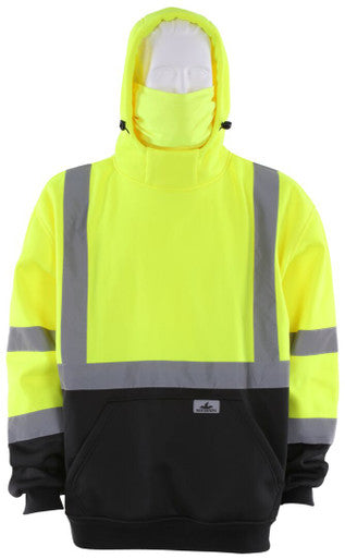 MCR Safety SSCL3LP - Luminator® Series Hi-Visibility Hooded Sweatshirt - Silver Reflective Stripes - Meets ANSI/ISEA 107 2020 Standard - Type R Class 3 Compliant - Built In Insulating Neck Gaiter for Additional Comfort