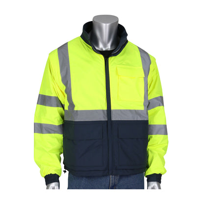 PIP® ANSI Type R Class 3 4-in-1 Reversible Dark Gray Bottom Multi-Seasonal Windbreaker with Detachable Sleeves