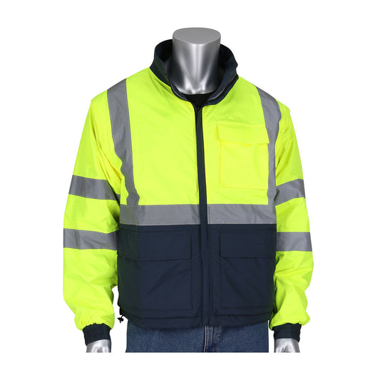 PIP® ANSI Type R Class 3 4-in-1 Reversible Dark Gray Bottom Multi-Seasonal Windbreaker with Detachable Sleeves