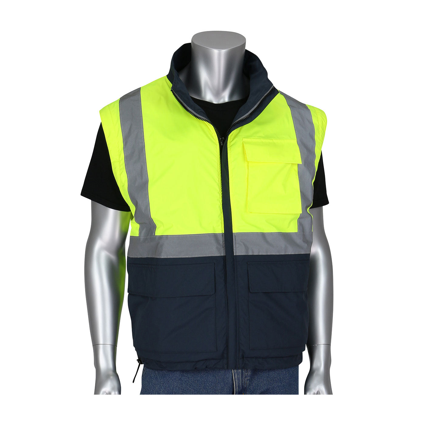 PIP® ANSI Type R Class 3 4-in-1 Reversible Dark Gray Bottom Multi-Seasonal Windbreaker with Detachable Sleeves