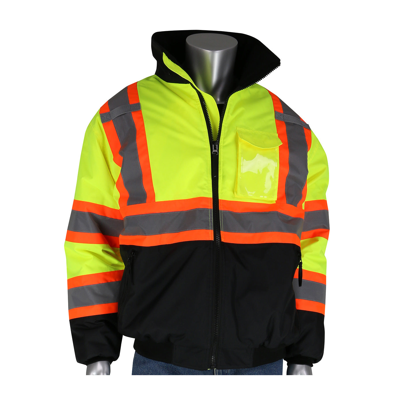 PIP 333-1745 ANSI Type R Class 3 Value Two-Tone, Black Bottom Bomber Jacket
