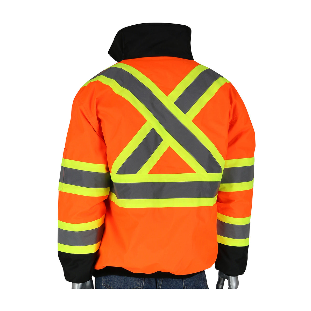 PIP 333-1745X ANSI Type R Class 3 and CSA Z96 Two-Tone X-Back, Black Bottom Bomber Jacket