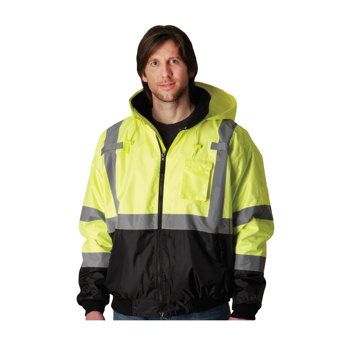 PIP® ANSI Type R Class 3 Value Black Bottom Bomber Jacket