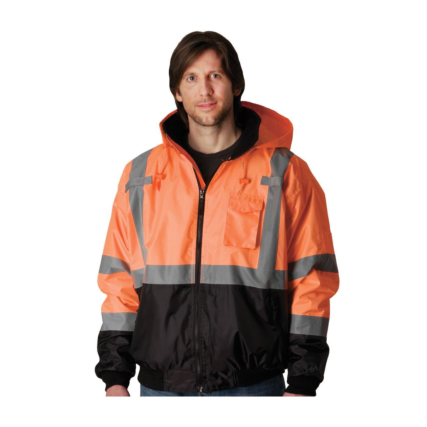 PIP® ANSI Type R Class 3 Value Black Bottom Bomber Jacket
