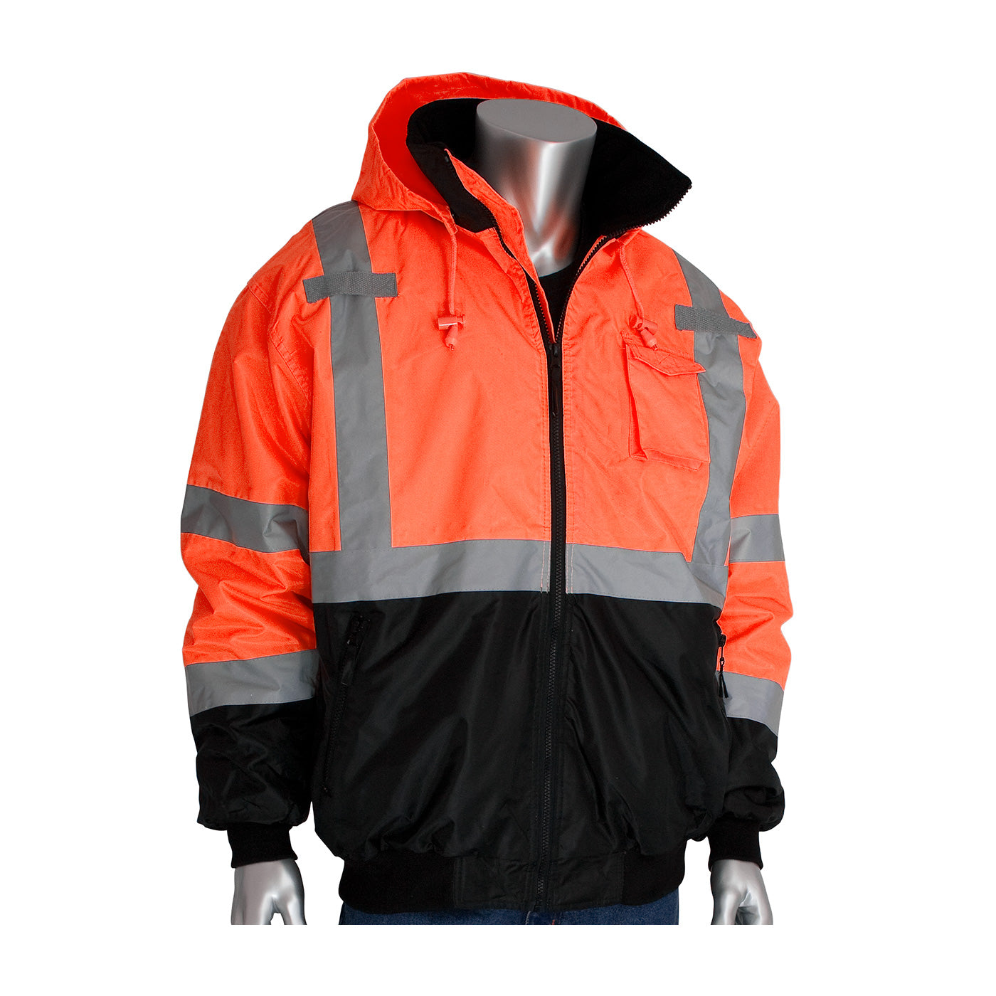 PIP® ANSI Type R Class 3 Value Black Bottom Bomber Jacket