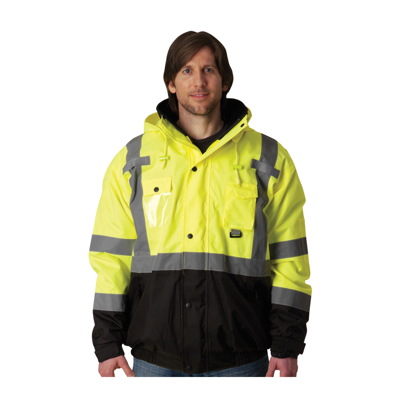 PIP® ANSI Type R Class 3 Rip Stop Premium Plus Bomber Jacket with Zip-Out Fleece Liner and "D" Ring Access