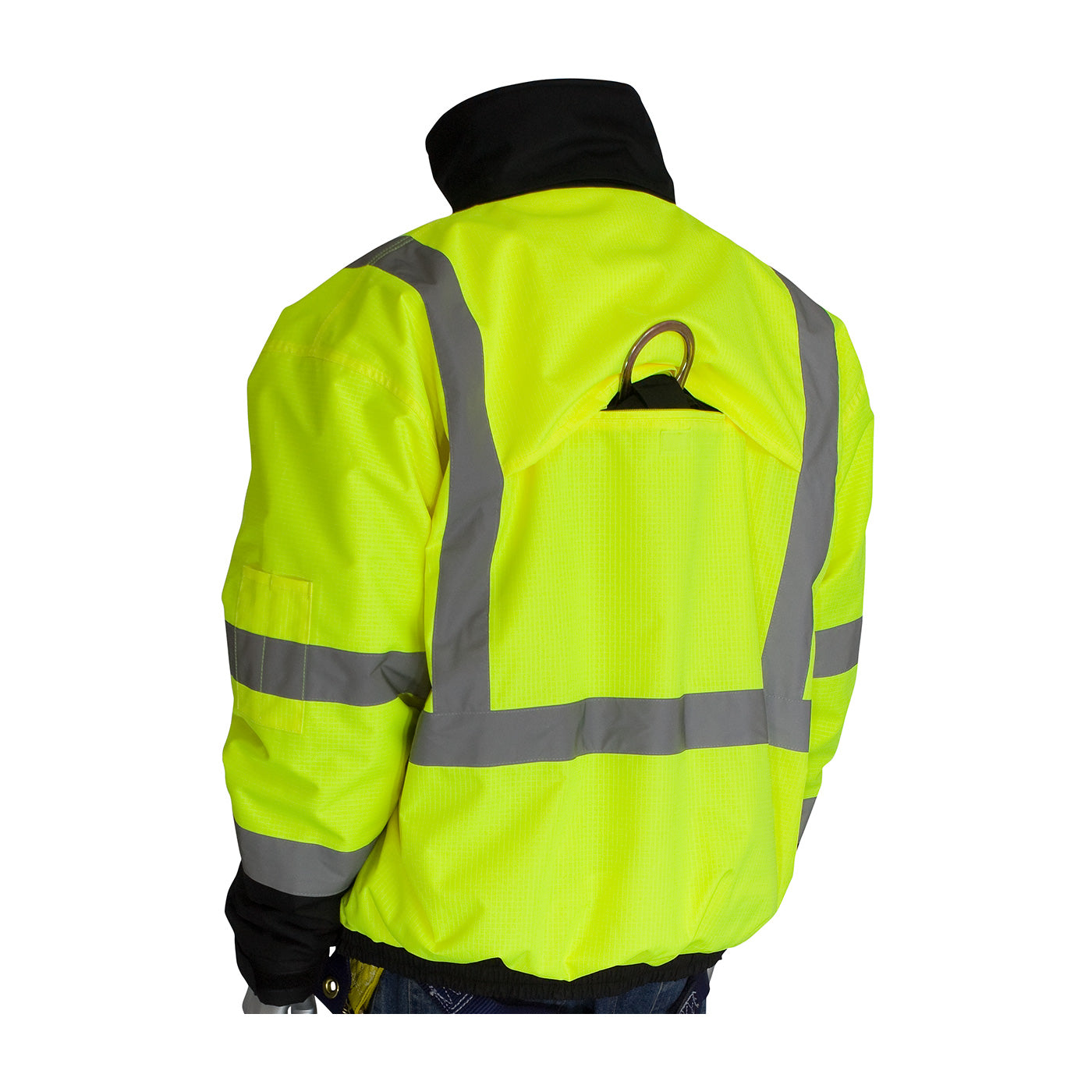 PIP® ANSI Type R Class 3 Rip Stop Premium Plus Bomber Jacket with Zip-Out Fleece Liner and "D" Ring Access