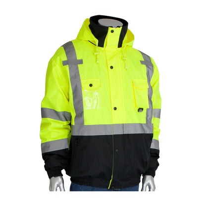 PIP® ANSI Type R Class 3 Rip Stop Premium Plus Bomber Jacket with Zip-Out Fleece Liner and "D" Ring Access
