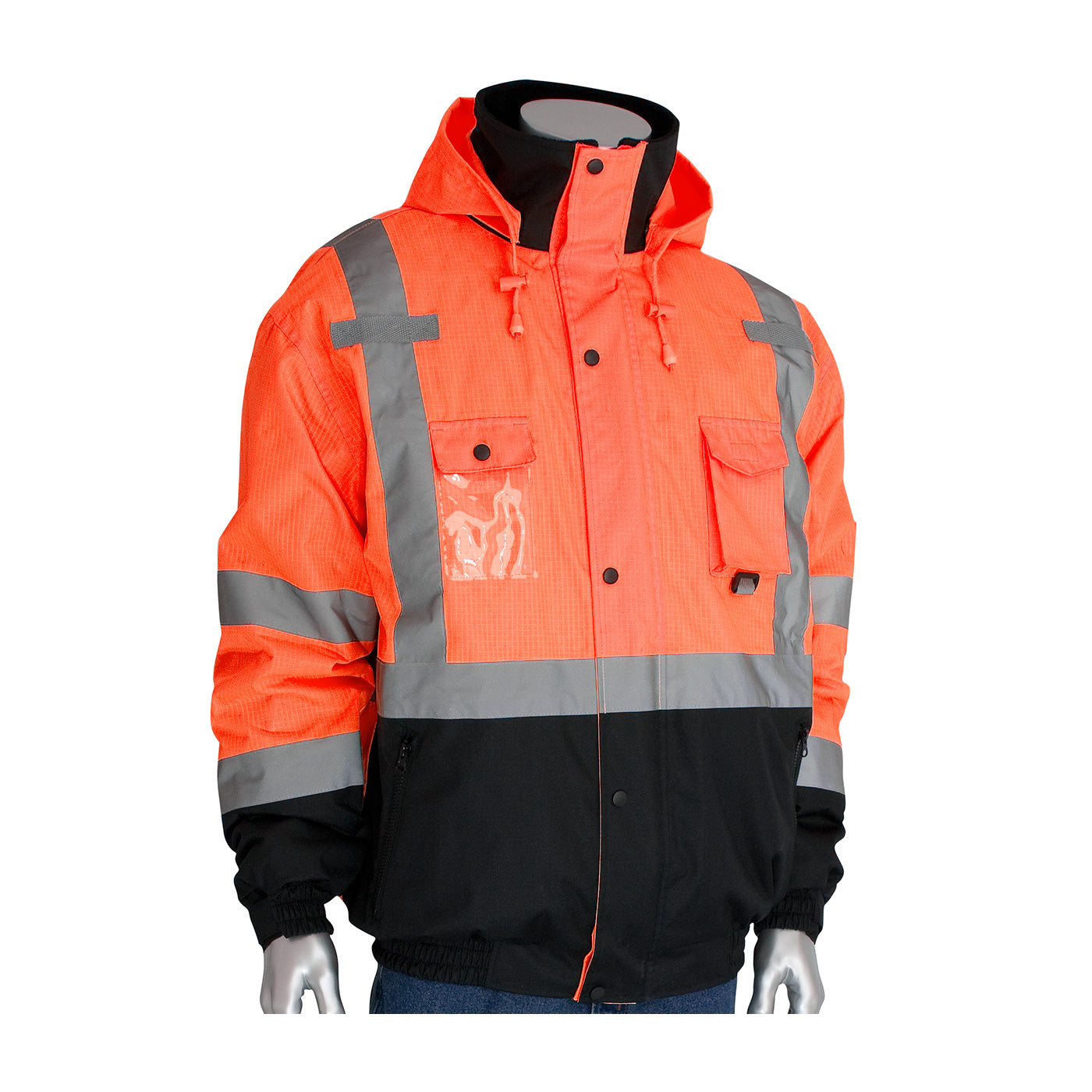 PIP® ANSI Type R Class 3 Rip Stop Premium Plus Bomber Jacket with Zip-Out Fleece Liner and "D" Ring Access