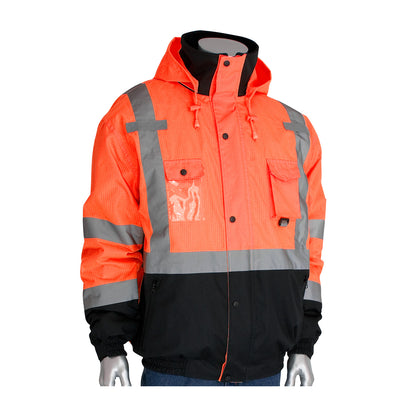 PIP® ANSI Type R Class 3 Rip Stop Premium Plus Bomber Jacket with Zip-Out Fleece Liner and "D" Ring Access