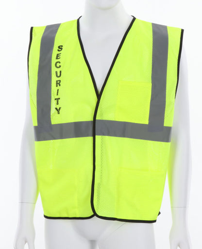 MCR Safety VCL2MLSEC - Hi-Vis Reflective Lime Safety Vest - Mesh Fabric with Hook and Loop Front Closure - Meets ANSI/ISEA 107 2020 Standard - Type R Class 2 Compliant - Pre-Imprinted with Security Logo on Front Chest and Across Back — manufacturer image 2