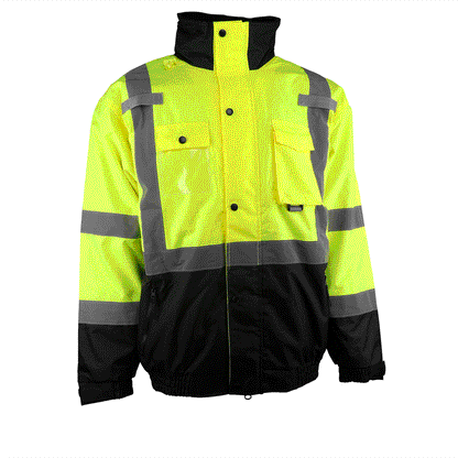 PIP® ANSI Type R Class 3 Rip Stop Premium Plus Bomber Jacket with Zip-Out Fleece Liner and "D" Ring Access