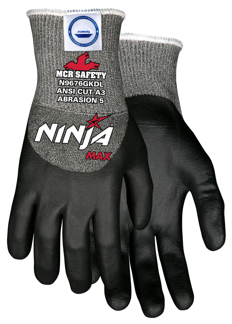 N9676GKD - MCR Safety CutPro® - Ninja® Max Cut-Resistant Work Gloves - 10-Gauge Dyneema® Diamond Technology - Bi-Polymer Coated Palm, Fingertips, and Over-the-Knuckles