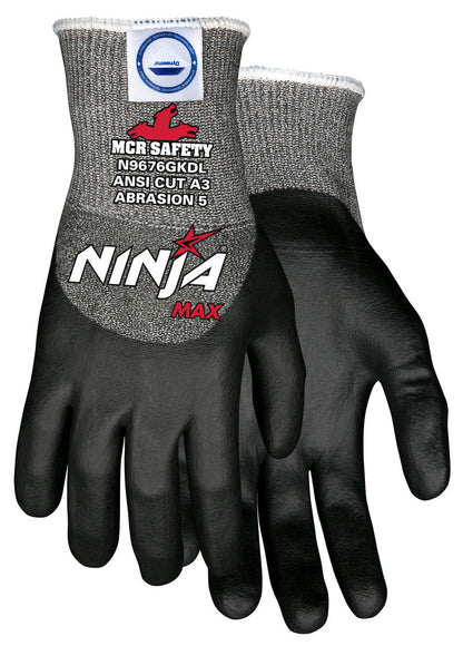 N9676GKD - MCR Safety CutPro® - Ninja® Max Cut-Resistant Work Gloves - 10-Gauge Dyneema® Diamond Technology - Bi-Polymer Coated Palm, Fingertips, and Over-the-Knuckles