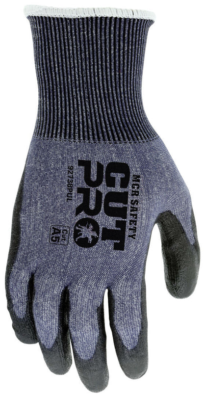 92738PU - MCR Safety CutPro® - 18 Gauge HyperMax® HPPE Shell - Cut, Abrasion, and Puncture Resistant - Polyurethane (PU) Coated Palm and Fingertips - Provides Superior Dexterity and Sense of Touch