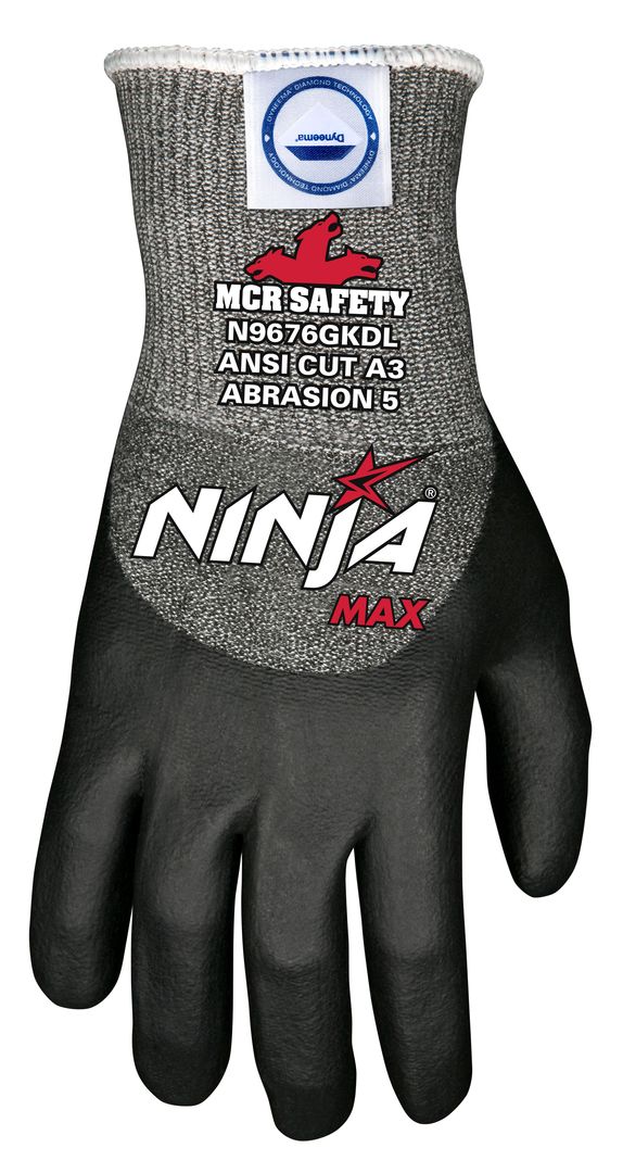 N9676GKD - MCR Safety CutPro® - Ninja® Max Cut-Resistant Work Gloves - 10-Gauge Dyneema® Diamond Technology - Bi-Polymer Coated Palm, Fingertips, and Over-the-Knuckles