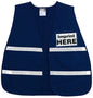 MCR Safety ICV203 - Blue Incident Command Safety Vest - Polyester Cotton Fabric - 1 Inch White Reflective Stripes - Hook and Loop Front Closure - Clear Front and Back Slots for Custom Inserts
