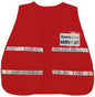 MCR Safety ICV204 - Red Incident Command Safety Vest Polyester Cotton Fabric 1 Inch White Reflective Stripes Hook and Loop Front Closure Clear front and back slots for custom inserts
