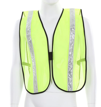 MCR Safety S220WR - Florescent Lime Mesh Safety Vest - 1⅜ Inch White Reflective Stripes - Light Weight Polyester Mesh Fabric - General Purpose, Non-ANSI Rated — manufacturer image 2