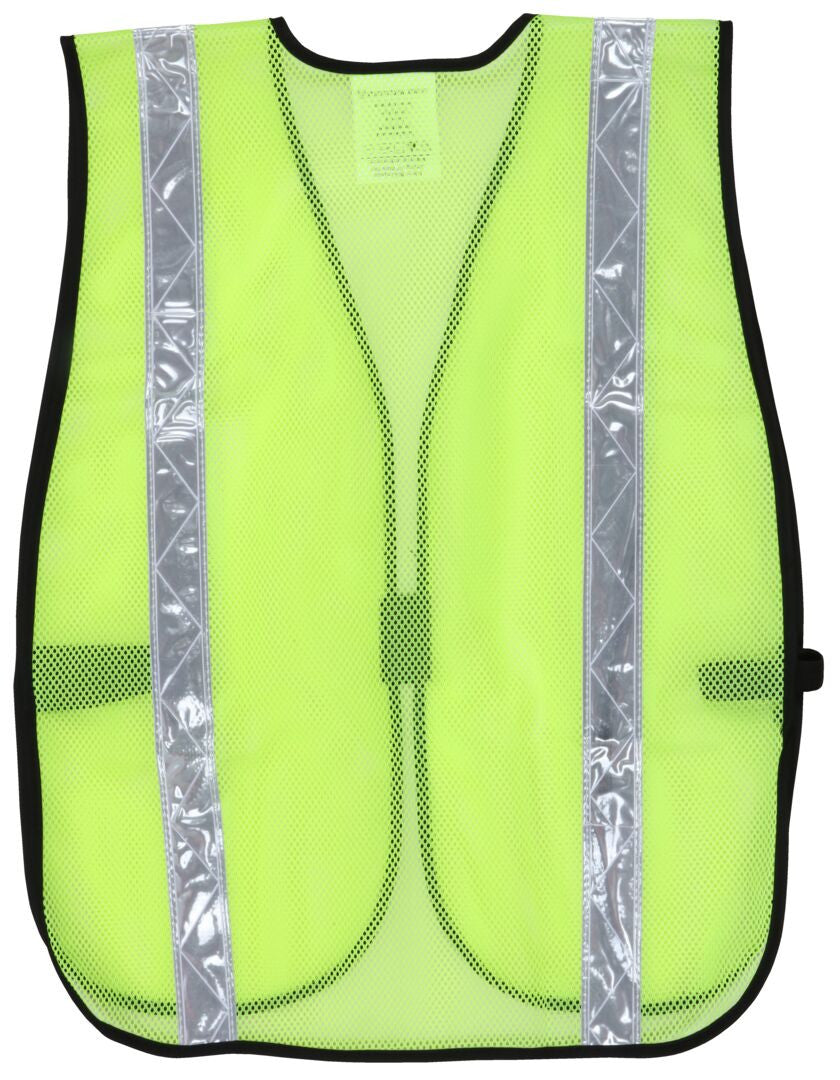 MCR Safety S220WR - Florescent Lime Mesh Safety Vest - 1⅜ Inch White Reflective Stripes - Light Weight Polyester Mesh Fabric - General Purpose, Non-ANSI Rated — manufacturer image 3