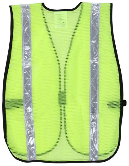 MCR Safety S220WR - Florescent Lime Mesh Safety Vest - 1⅜ Inch White Reflective Stripes - Light Weight Polyester Mesh Fabric - General Purpose, Non-ANSI Rated — manufacturer image 3