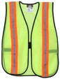 MCR Safety V200R - Fluorescent Lime Mesh Safety Vest - 2 Inch Orange Silver Reflective Stripes - Light Weight Polyester Mesh Fabric - General Purpose, Non-ANSI Rated