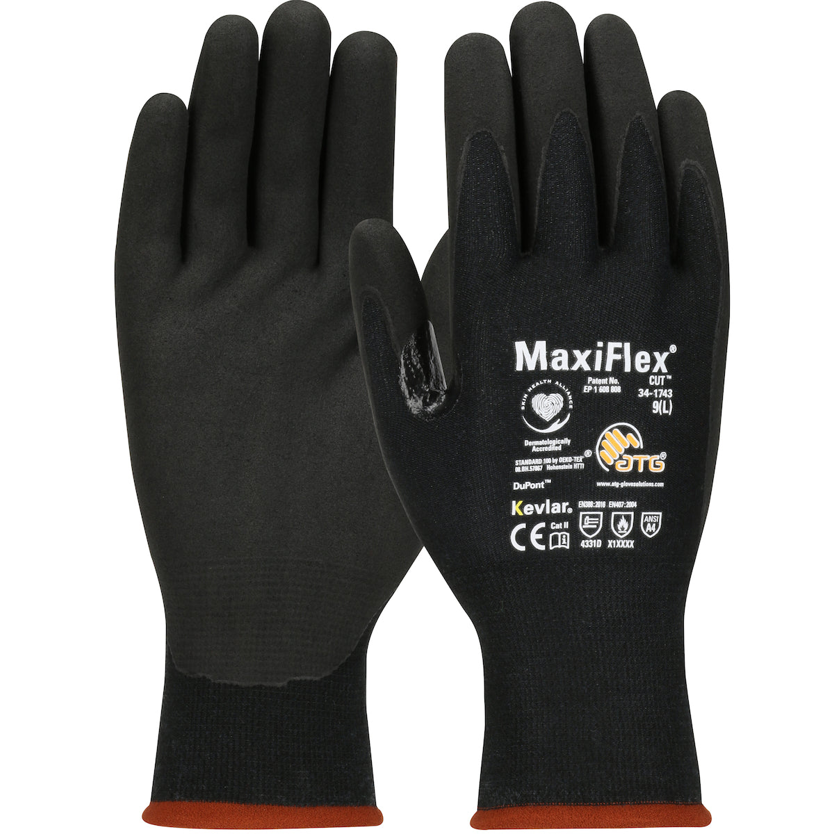 MaxiFlex® Cut™ Seamless Knit DuPont™ Kevlar® Glove with Black MicroFoam Nitrile Coating