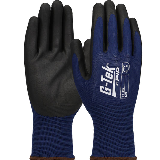 G-Tek®: Economy Seamless Knit Polyester Glove with Nitrile Coated Foam Grip on Palm & Fingers - 15 Gauge - Touchscreen