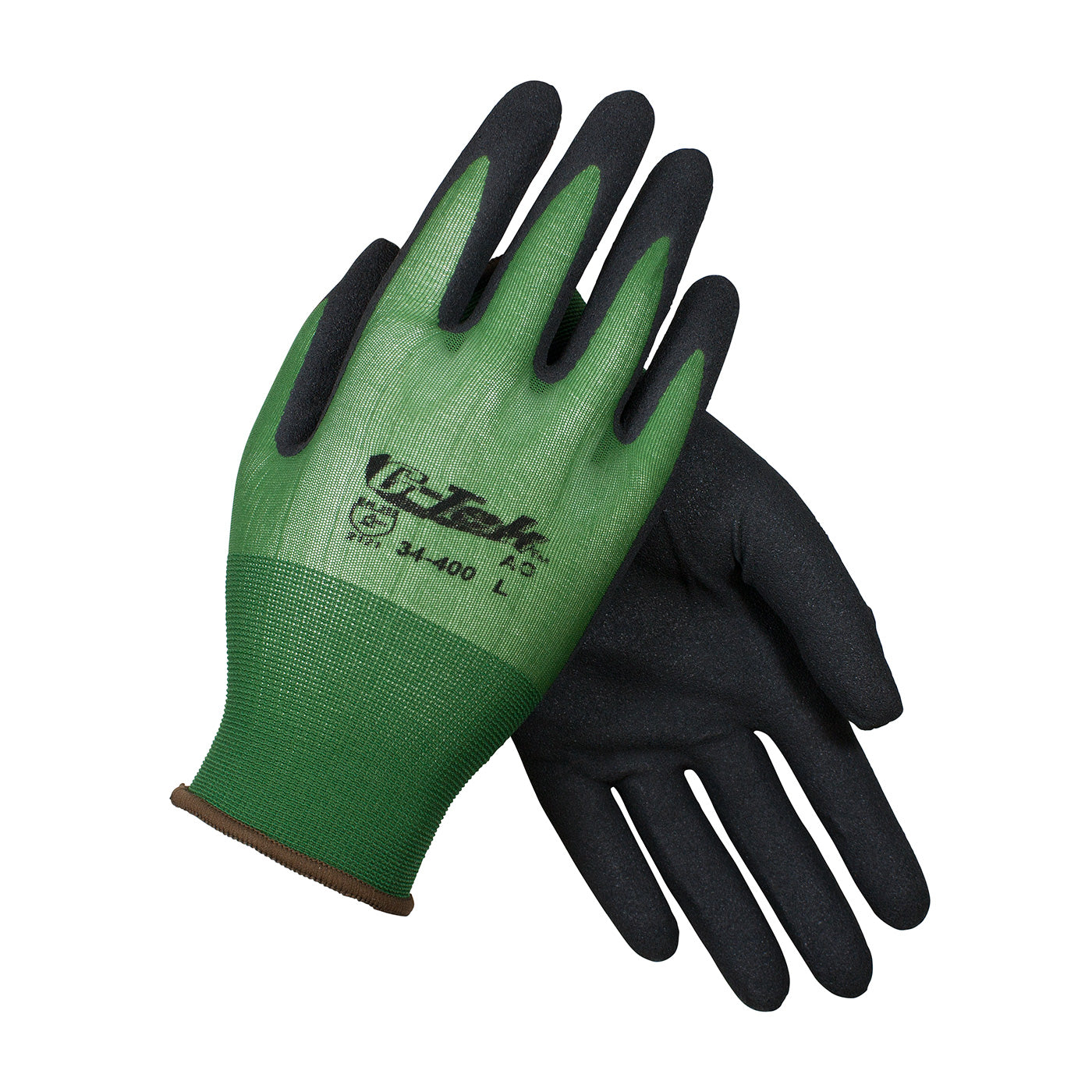 G-Tek® Seamless Knit Nylon Glove with Nitrile Coated MicroSurface Grip on Palm & Fingers - 18 Gauge - Touchscreen