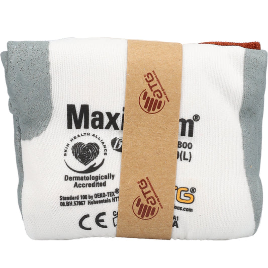 MaxiFoam® Premium: Seamless Knit Nylon Glove with Nitrile Coated MicroFoam Grip on Palm & Fingers - Vend-Ready with Sustainable Paper Band