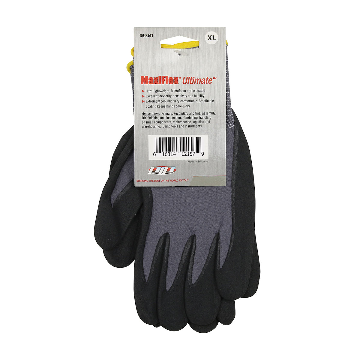 ATG 34-874T – Seamless Knit Nylon/Elastane Glove with Nitrile Coated MicroFoam Grip on Palm & Fingers - Hang Tagged