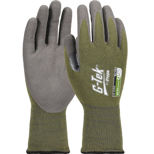 G-Tek 34-915G – Seamless Knit Bio-Based Yarn / Lycra Blended Glove with Bio-XTC™ Coated Sandy Grip on Palm & Fingers - Touchscreen
