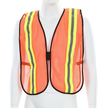 MCR Safety V201R - Fluorescent Orange Mesh Safety Vest - 2 Inch Orange Silver Reflective Stripes - Light Weight Polyester Mesh Fabric - General Purpose, Non-ANSI Rated — manufacturer image 2