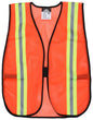 MCR Safety V201R - Fluorescent Orange Mesh Safety Vest - 2 Inch Orange Silver Reflective Stripes - Light Weight Polyester Mesh Fabric - General Purpose, Non-ANSI Rated