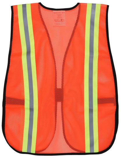 MCR Safety V201R - Fluorescent Orange Mesh Safety Vest - 2 Inch Orange Silver Reflective Stripes - Light Weight Polyester Mesh Fabric - General Purpose, Non-ANSI Rated — manufacturer image 3