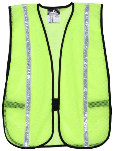 MCR Safety V210WR - General Purpose Safety Vest - Lime Polyester Mesh Material - ¾ Inch White Reflective Stripes - Hi-Visibility Safety Vest for Non-ANSI Applications