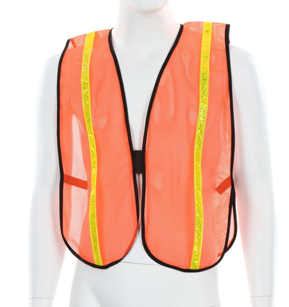 MCR Safety V211R - Orange General Purpose Mesh Safety Vest - ¾ Inch Lime Reflective Stripes - Light Weight Breathable Polyester Mesh Fabric - Non-ANSI Rated - Hi-Vis Reflective Safety Vest — manufacturer image 2