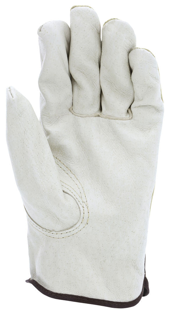 Pigskin Leather Driver Gloves, Grain/Split, Keystone Thumb, Open Cuff