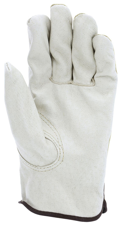 Pigskin Leather Driver Gloves, Grain/Split, Keystone Thumb, Open Cuff
