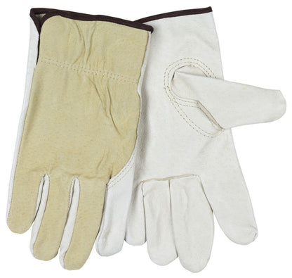 Pigskin Leather Driver Gloves, Grain/Split, Keystone Thumb, Open Cuff
