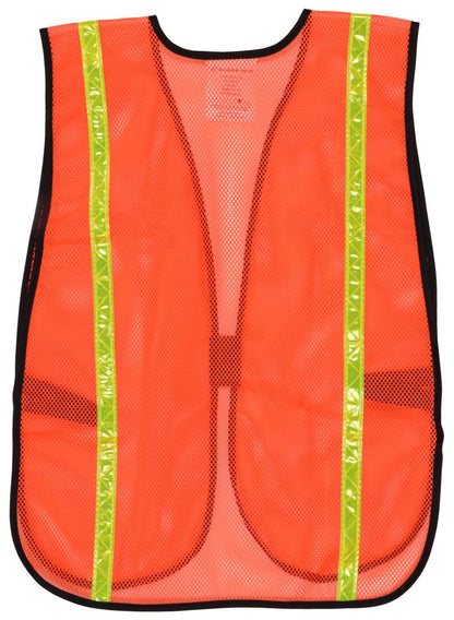 MCR Safety V211R - Orange General Purpose Mesh Safety Vest - ¾ Inch Lime Reflective Stripes - Light Weight Breathable Polyester Mesh Fabric - Non-ANSI Rated - Hi-Vis Reflective Safety Vest — manufacturer image 3