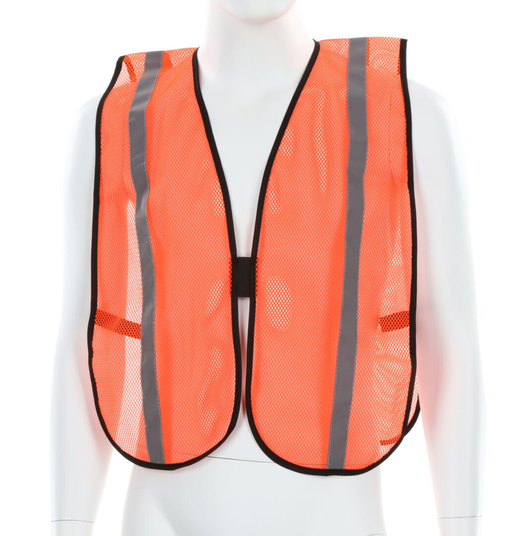 MCR Safety V211SR - Orange Mesh Safety Vest - 1 Inch Silver Reflective Stripes - Breathable Light Weight Polyester Mesh Fabric - General Purpose Non-ANSI Rated — manufacturer image 2