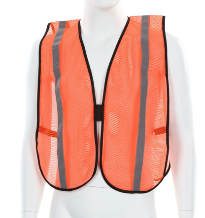 MCR Safety V211SR - Orange Mesh Safety Vest - 1 Inch Silver Reflective Stripes - Breathable Light Weight Polyester Mesh Fabric - General Purpose Non-ANSI Rated — manufacturer image 2
