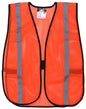MCR Safety V211SR - Orange Mesh Safety Vest - 1 Inch Silver Reflective Stripes - Breathable Light Weight Polyester Mesh Fabric - General Purpose Non-ANSI Rated