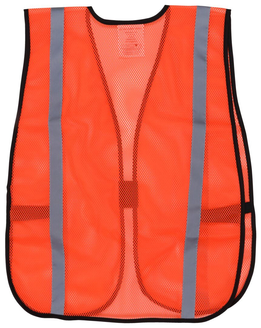 MCR Safety V211SR - Orange Mesh Safety Vest - 1 Inch Silver Reflective Stripes - Breathable Light Weight Polyester Mesh Fabric - General Purpose Non-ANSI Rated — manufacturer image 3