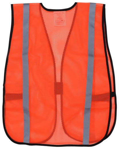 MCR Safety V211SR - Orange Mesh Safety Vest - 1 Inch Silver Reflective Stripes - Breathable Light Weight Polyester Mesh Fabric - General Purpose Non-ANSI Rated — manufacturer image 3